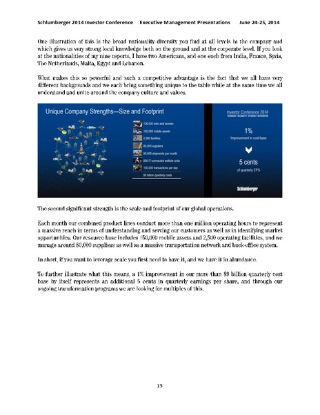 2014 Investor Conference Executive Management Presentations – Schlumberger Limited – slide 15