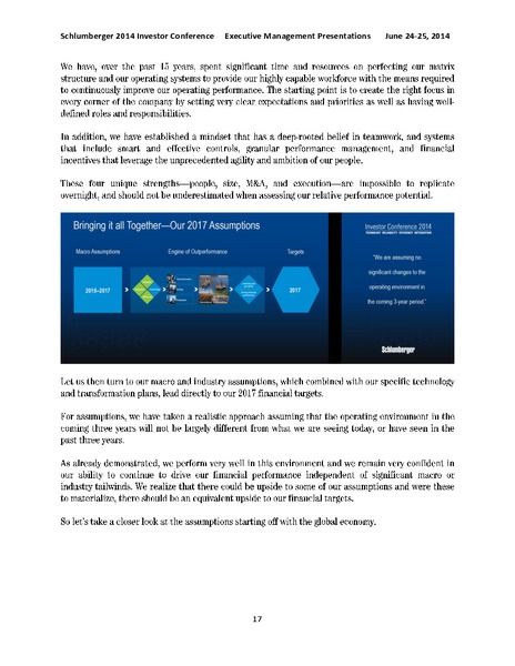 2014 Investor Conference Executive Management Presentations – Schlumberger Limited – slide 17