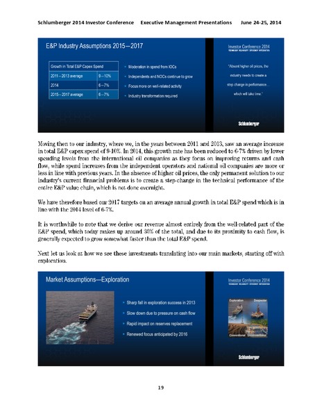 2014 Investor Conference Executive Management Presentations – Schlumberger Limited – slide 19