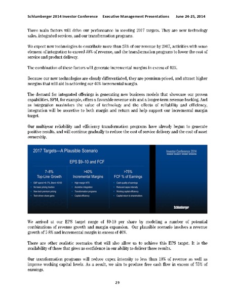 2014 Investor Conference Executive Management Presentations – Schlumberger Limited – slide 29