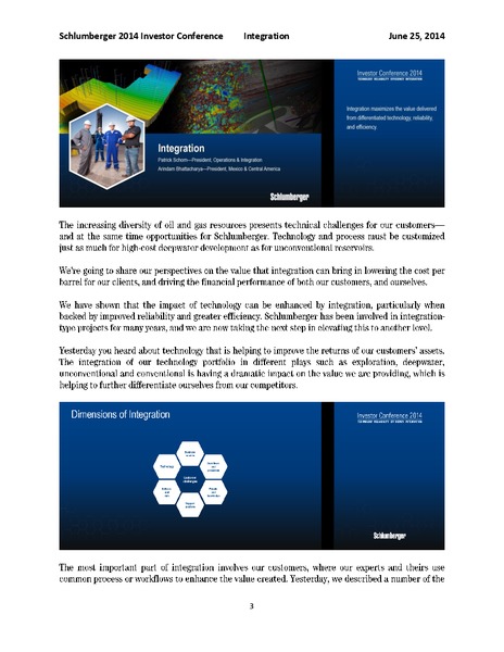 INVESTOR CONFERENCE – Schlumberger Limited – slide 3