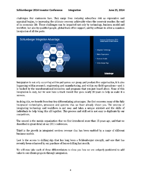 INVESTOR CONFERENCE – Schlumberger Limited – slide 4
