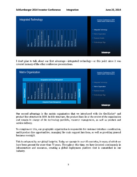 INVESTOR CONFERENCE – Schlumberger Limited – slide 5