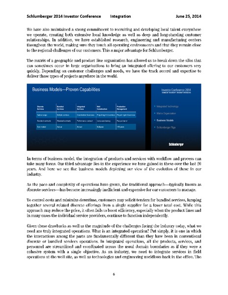 INVESTOR CONFERENCE – Schlumberger Limited – slide 6