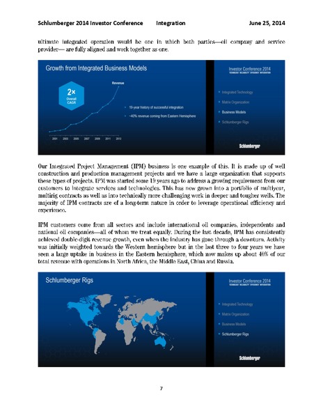 INVESTOR CONFERENCE – Schlumberger Limited – slide 7
