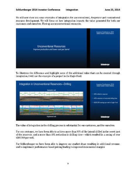 INVESTOR CONFERENCE – Schlumberger Limited – slide 9