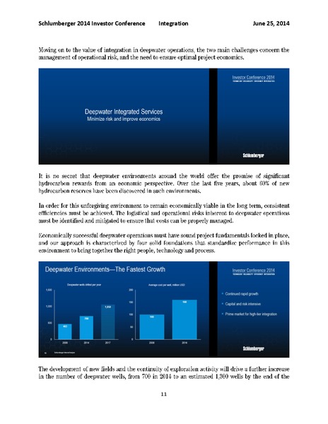 INVESTOR CONFERENCE – Schlumberger Limited – slide 11