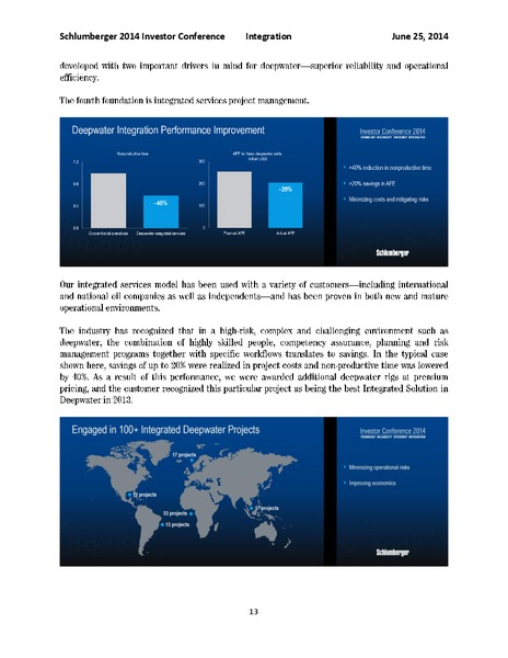 INVESTOR CONFERENCE – Schlumberger Limited – slide 13