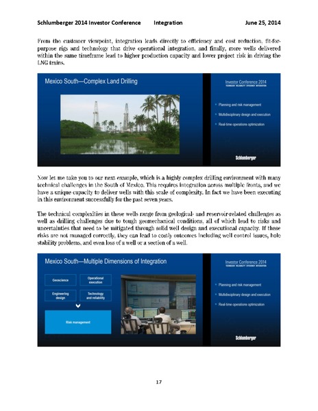 INVESTOR CONFERENCE – Schlumberger Limited – slide 17