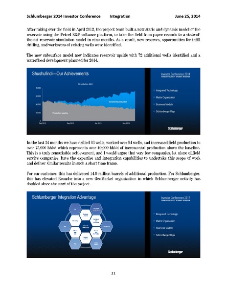 INVESTOR CONFERENCE – Schlumberger Limited – slide 21
