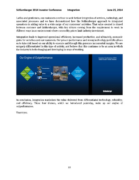 INVESTOR CONFERENCE – Schlumberger Limited – slide 22