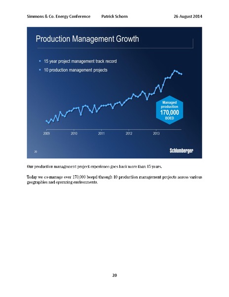 Simmons & Co Energy Conference – Schlumberger Limited – slide 20