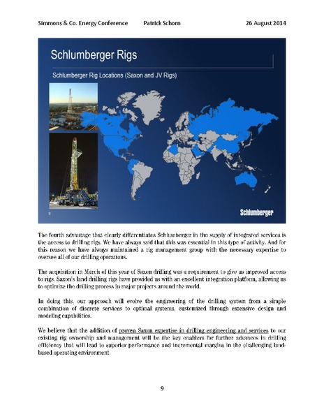 Simmons and Company Energy Conference – Schlumberger Limited – slide 9
