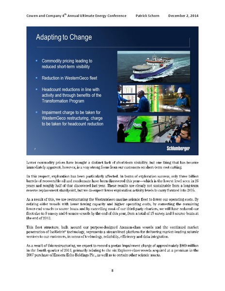4TH ANNUAL ULTIMATE ENERGY CONFERENCE – Schlumberger Limited – slide 8
