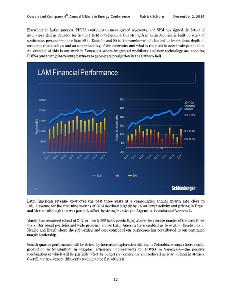 4TH ANNUAL ULTIMATE ENERGY CONFERENCE – Schlumberger Limited – slide 12
