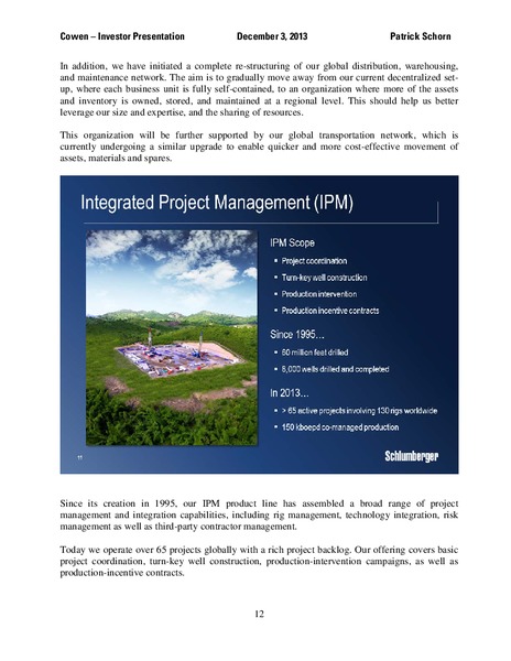Investor Presentation – Schlumberger Limited – slide 12