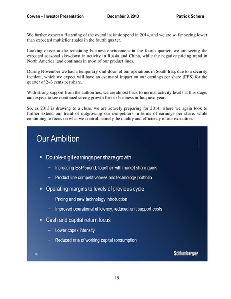 Investor Presentation – Schlumberger Limited – slide 19