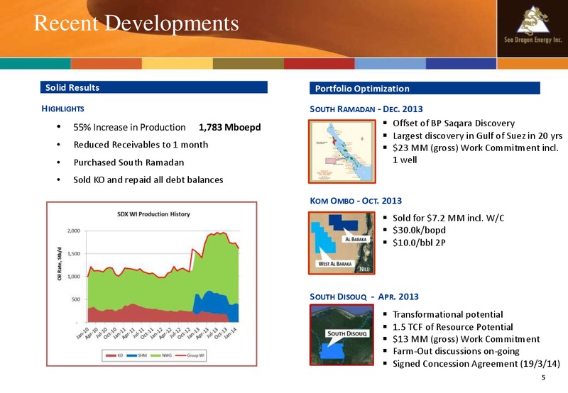April 2014 Company Update – Sea Dragon Energy Inc. – slide 5