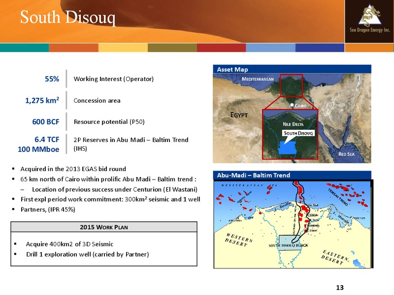 Company Update – Sea Dragon Energy Inc. – slide 13