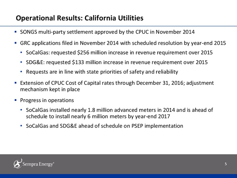 2014 Earnings Results – Sempra Energy – slide 4
