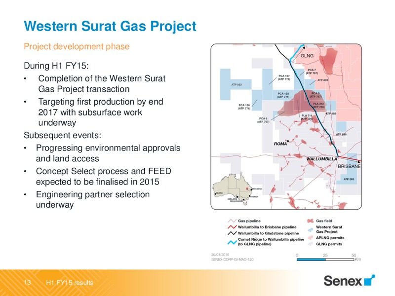 FY15 half year results – Senex Energy Ltd. – slide 13