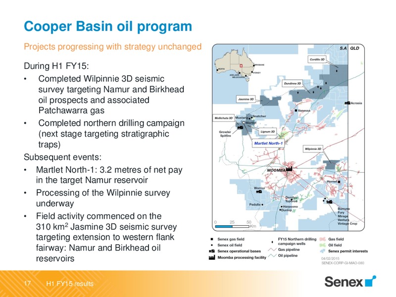 FY15 half year results – Senex Energy Ltd. – slide 17