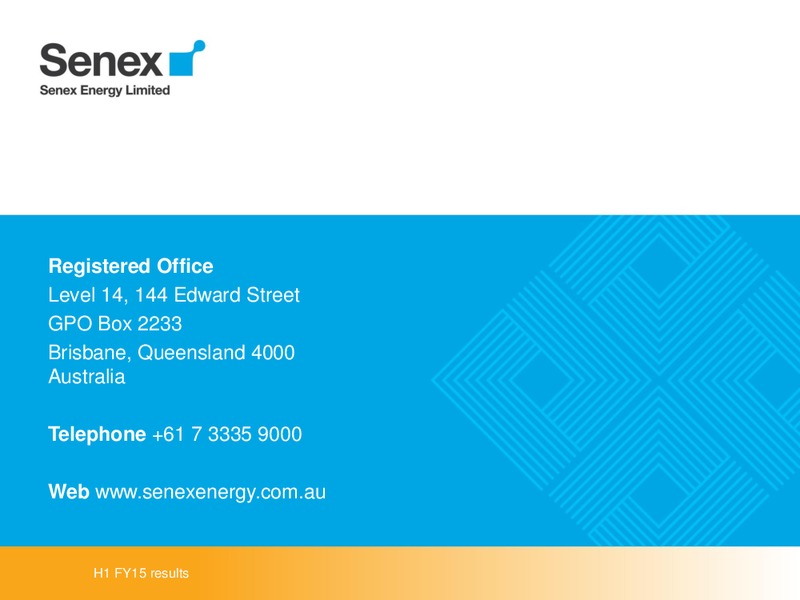 FY15 half year results – Senex Energy Ltd. – slide 21