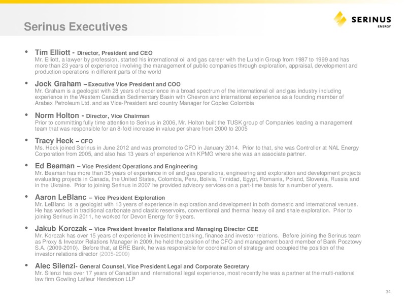 INVESTOR PRESENTATION – Serinus Energy Inc. – slide 33