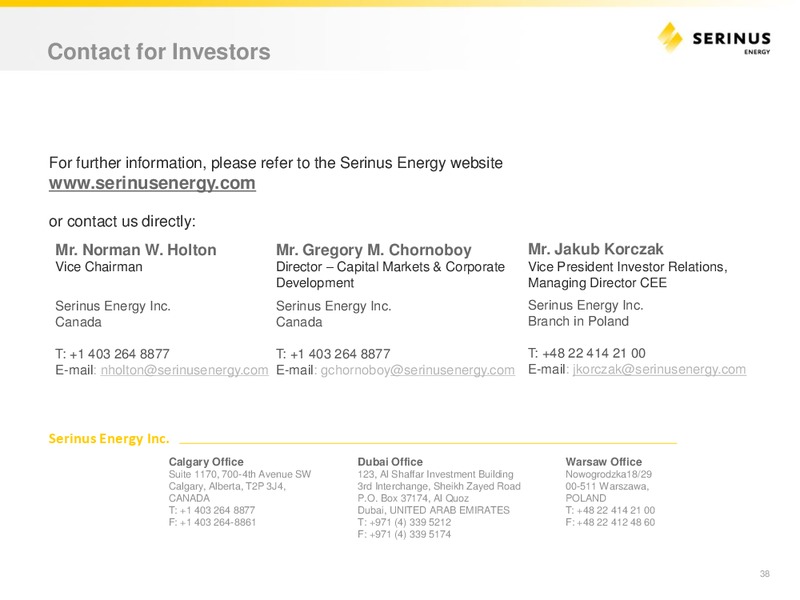 INVESTOR PRESENTATION – Serinus Energy Inc. – slide 37