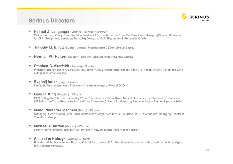 INVESTOR PRESENTATION – Serinus Energy Inc. – slide 28