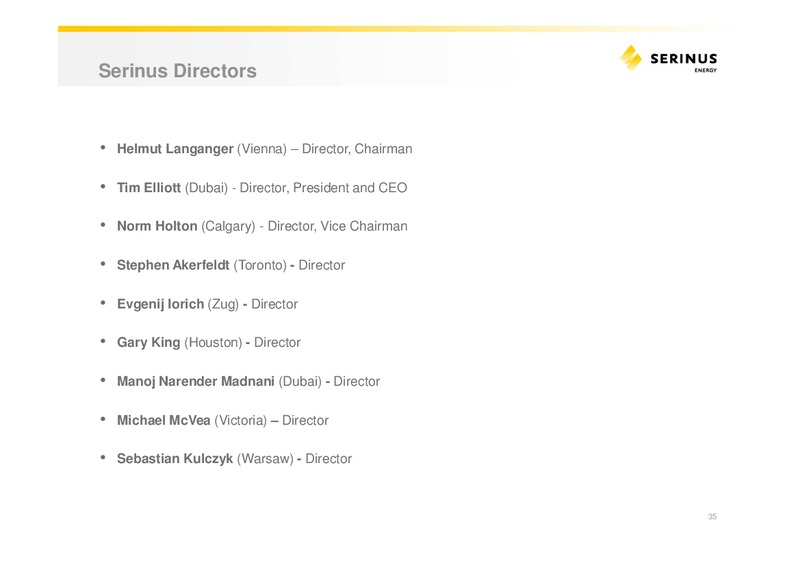 INVESTOR PRESENTATION – Serinus Energy Inc. – slide 34