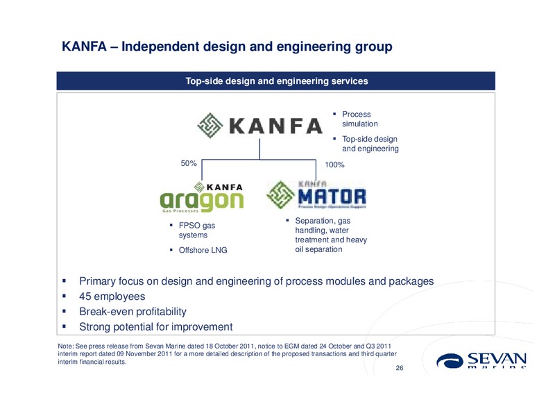 Q3 2011 EARNINGS CALL – Sevan Marine – slide 26