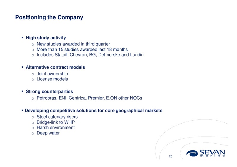 Q3 2010 EARNINGS CALL – Sevan Marine – slide 26