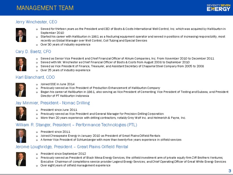 INVESTOR PRESENTATION – Seventy Seven Energy Inc. – slide 2