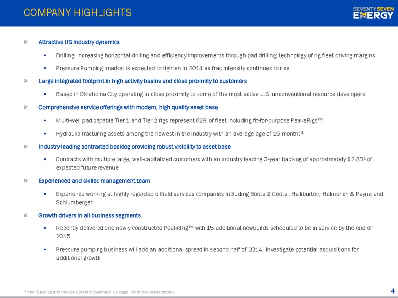 INVESTOR PRESENTATION – Seventy Seven Energy Inc. – slide 3