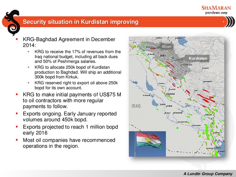 JANUARY 2015 CORPORATE PRESENTATION – Shamaran Petroleum – slide 3