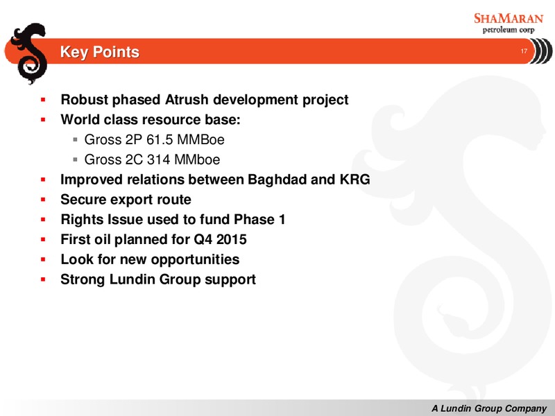 Corporate Presentation – Shamaran Petroleum – slide 16