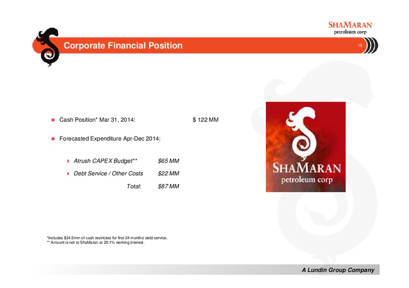 Corporate Presentation – Shamaran Petroleum – slide 15