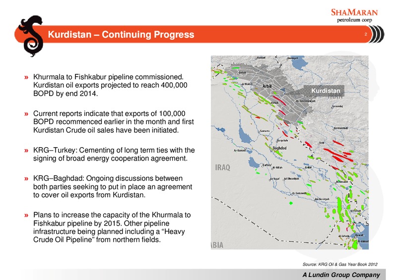 Pareto Securities Annual Natural Resources Day – Shamaran Petroleum – slide 2