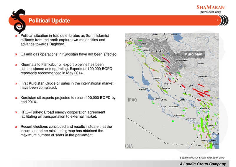ANNUAL GENERAL MEETING – Shamaran Petroleum – slide 2