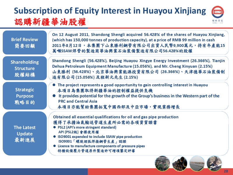 2011 ANNUAL RESULTS PRESENTATION – Shengli Oil and Gas Pipe Holdings Limited – slide 27