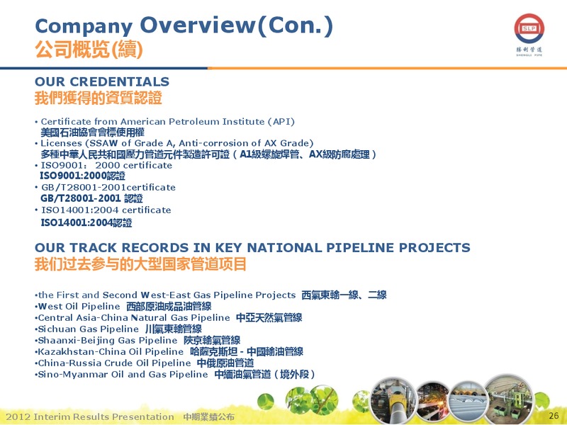AUGUST 2012 INVESTOR PRESENTATION – Shengli Oil and Gas Pipe Holdings Limited – slide 25