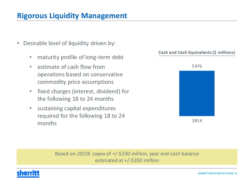 ANALYST AND INVESTOR DAY – Sherritt International – slide 20
