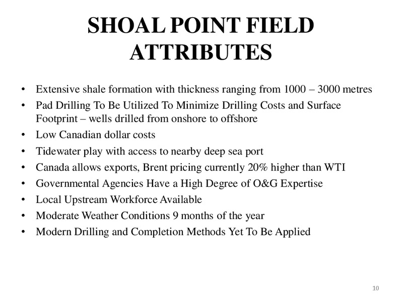 INVESTOR PRESENTATION – Shoal Point Energy Ltd. – slide 9