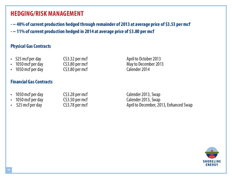 JUNE 2013 CORPORATE PRESENTATION – Shoreline Energy Corp. – slide 9
