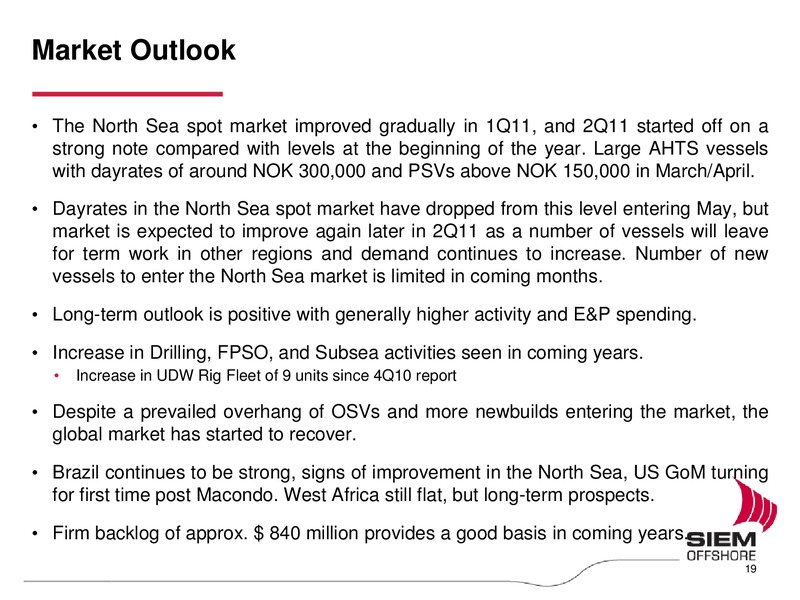 Q1 2011 EARNINGS CALL – Siem Offshore – slide 19