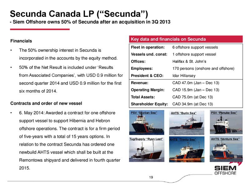 Q2 2014 EARNINGS CALL – Siem Offshore – slide 18