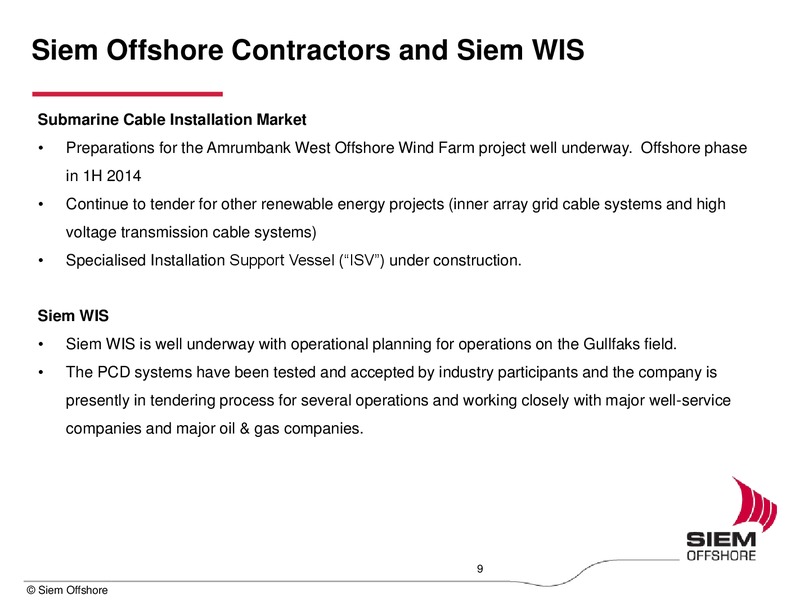 Q3 2012 EARNINGS CALL – Siem Offshore – slide 9