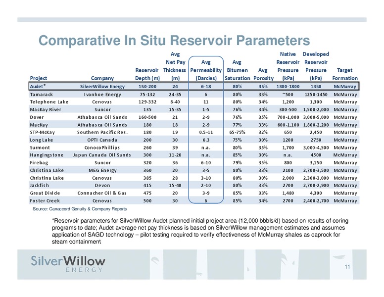 Investor Presentation – Silver Willow Energy – slide 10