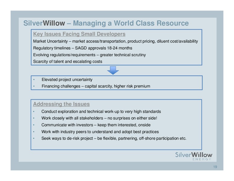 Investor Presentation – Silver Willow Energy – slide 18